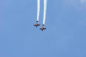 ZHUKOVSKY, MOSCOW REGION, RUSSIA - JULY 23, 2017 Expositions of International Aerospace Salon MAKS-2017 in Zhukovsky, Moscow region, Russia. irst Flight aerobatic Team from Russia photo