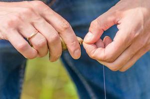 crucian in hands photo