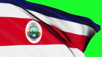 Loop Costa Rica flag waving green screen background video