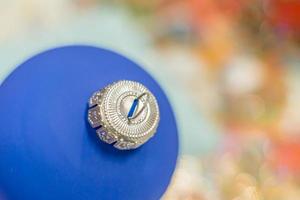 blue christmas ball on bokeh background photo