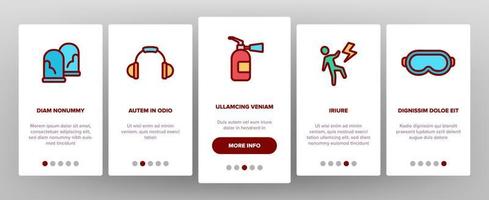 Safety Work Elements Icons Onboarding Set Vector