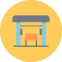 Bus Stop Flat Circle Multicolor vector