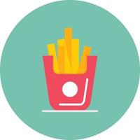 French Fries Flat Circle Multicolor vector