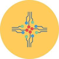 Circuit Flat Circle Multicolor vector