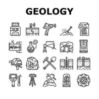 Geology Researching Collection Icons Set Vector