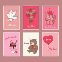 Cute collection for valentine's day. Festive set of cards. Vector graphics.