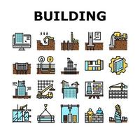 conjunto de iconos de colección de construcción de edificios vector