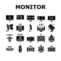 Computer Pc Monitor Collection Icons Set Vector