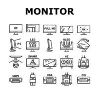 Computer Pc Monitor Collection Icons Set Vector