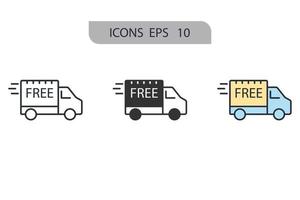 elementos de vector de símbolo de iconos de envío gratis para web de infografía