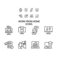 Work from home icons set . Work from home pack symbol vector elements for infographic web