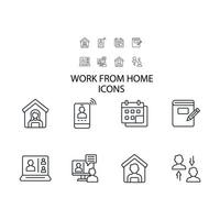 Work from home icons set . Work from home pack symbol vector elements for infographic web