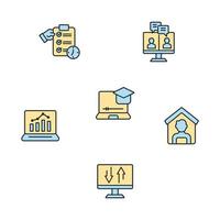 trabajar desde el conjunto de iconos de casa. trabajar desde elementos de vector de símbolo de paquete de casa para web de infografía