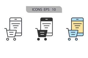 Los iconos de comercio electrónico simbolizan los elementos vectoriales para la web infográfica. vector