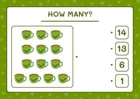 How many christmas mug, game for children. Vector illustration, printable worksheet