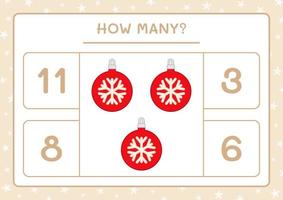 How many christmas ornament, game for children. Vector illustration, printable worksheet