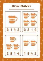 How many christmas mug, game for children. Vector illustration, printable worksheet