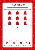 How many santa claus red bag, game for children. Vector illustration, printable worksheet