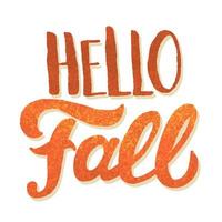 Hello Fall hand lettering, custom calligraphy on white background. vector