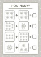 How many Cobweb, game for children. Vector illustration, printable worksheet