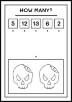 How many Skull, game for children. Vector illustration, printable worksheet