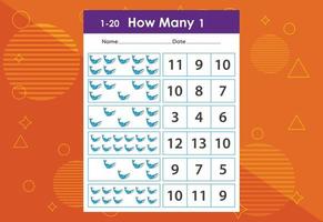 How many fishes task worksheet. Educational children's game worksheet vector