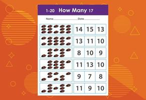 How many fishes task worksheet. Educational children's game worksheet vector