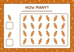 How many christmas candy, game for children. Vector illustration, printable worksheet