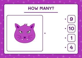 How many Cat, game for children. Vector illustration, printable worksheet