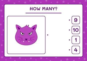 How many Cat, game for children. Vector illustration, printable worksheet