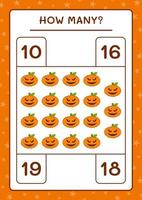 How many Pumpkin, game for children. Vector illustration, printable worksheet