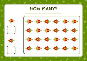 How many christmas ornament, game for children. Vector illustration, printable worksheet