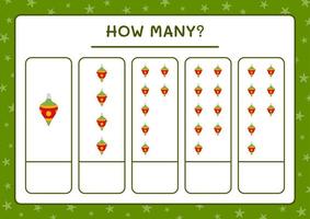 How many christmas ornament, game for children. Vector illustration, printable worksheet