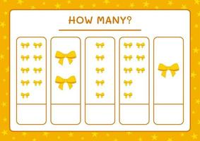 How many ribbon, game for children. Vector illustration, printable worksheet
