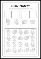 How many House, game for children. Vector illustration, printable worksheet