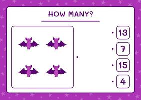 How many Bat, game for children. Vector illustration, printable worksheet