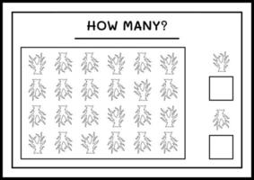 How many Dead Tree, game for children. Vector illustration, printable worksheet