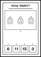 How many christmas lantern, game for children. Vector illustration, printable worksheet