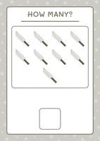 How many Knife, game for children. Vector illustration, printable worksheet