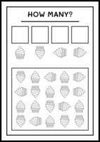 How many Cup Cake, game for children. Vector illustration, printable worksheet