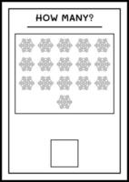 How many snowflake, game for children. Vector illustration, printable worksheet