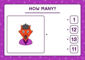 How many Devil, game for children. Vector illustration, printable worksheet