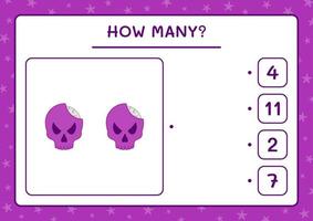 How many Skull, game for children. Vector illustration, printable worksheet