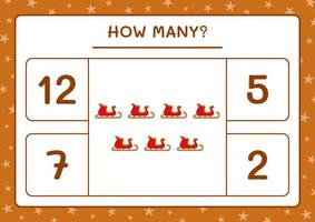 How many santa claus sleigh, game for children. Vector illustration, printable worksheet