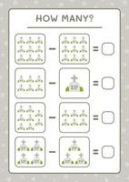 How many Tombstone, game for children. Vector illustration, printable worksheet