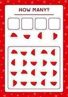 How many santa claus hat, game for children. Vector illustration, printable worksheet