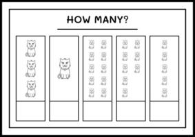 How many Cat, game for children. Vector illustration, printable worksheet