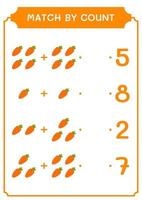 Match by count of Carrot, game for children. Vector illustration, printable worksheet