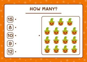 How many Pumpkin, game for children. Vector illustration, printable worksheet