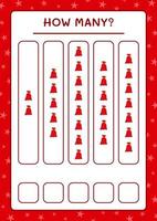 How many santa claus red bag, game for children. Vector illustration, printable worksheet